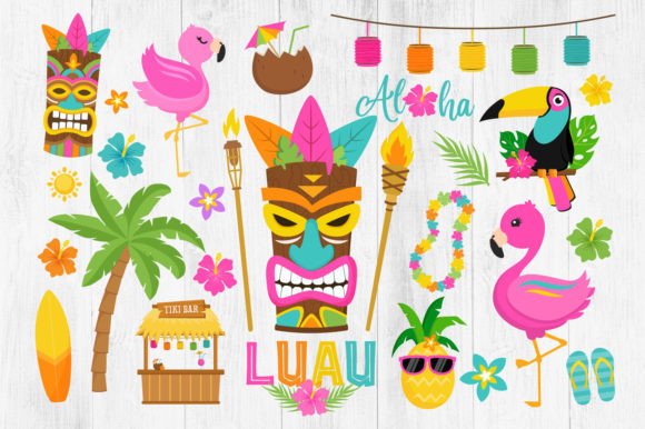 Download Luau Tropical Hawaiian Clipart Bundle - Hawaiian Collection