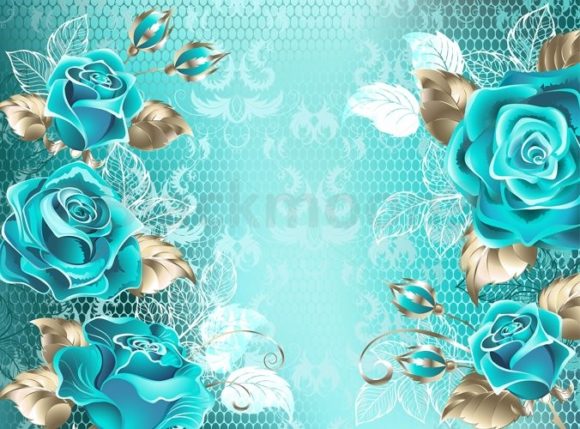 Download Lacy Background with Turquoise Roses - Turquoise Collection
