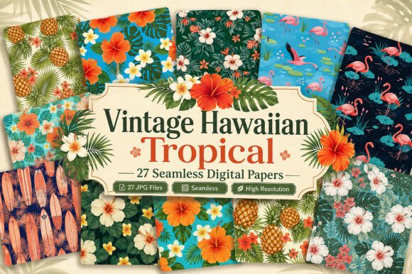 Download Vintage Hawaiian Tropical Paper Pack - Hawaiian Collection