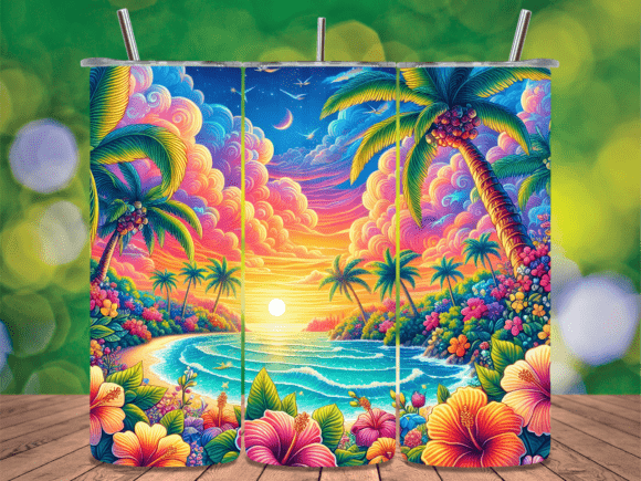Download Hawaiian Beach Sunset Seascape Tumbler - Hawaiian Collection