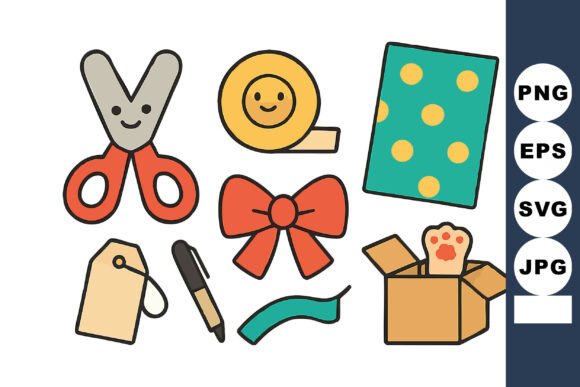 Download Cute Craft Supplies with Scissors Tape - Premium Bundle