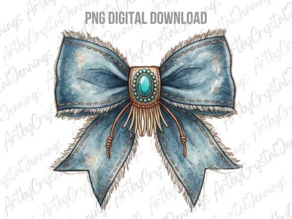 Download Western Denim Turquoise Coquette Bow PNG - Turquoise Collection