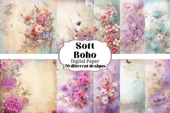 Download Soft Boho Chic Pastel Digital Paper - Chic Collection