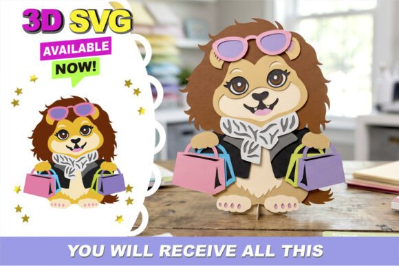 Download Chic Shopping Lion 3D SVG - Chic Collection