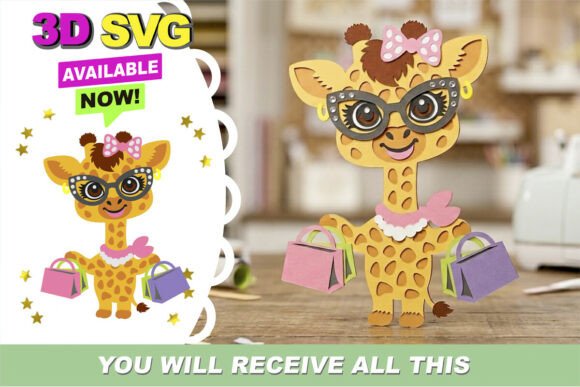 Download Chic Shopping Giraffe 3D SVG - Chic Collection