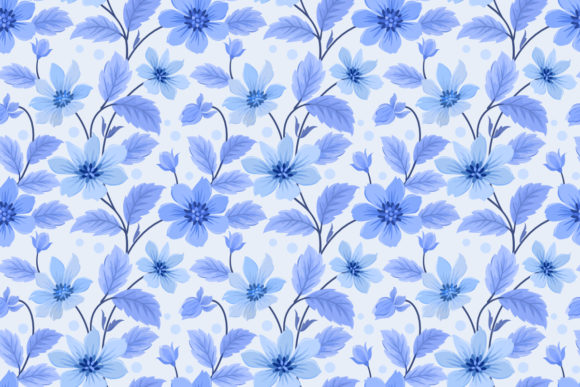 Download Seamless Flowers with Monochrome Blue. - Premium Resources