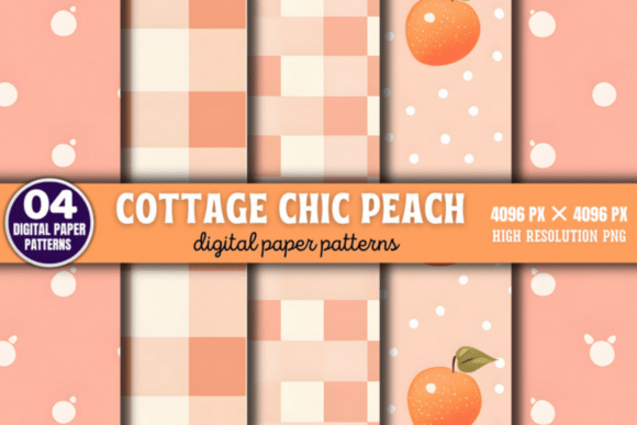 Download Cottage Chic Peach Digital Background - Chic Collection