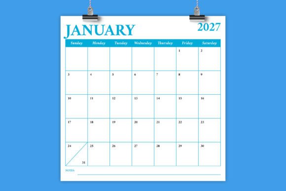 Download 2027 12x12 Inch COLOR Calendar Template - 12x12 inch Collection