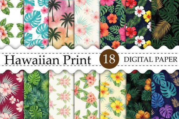 Download Hawaiian Print Digital Paper Designs - Hawaiian Collection