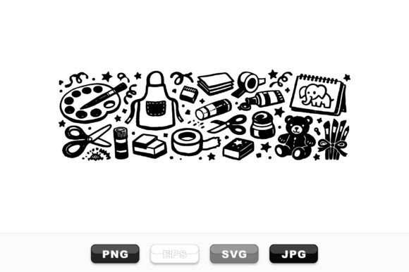 Download Craft Supplies Doodle Clipart Set - Premium Bundle